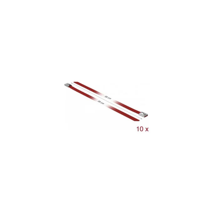 Delock Edelstahlkabelbinder L 500 x B 7.9 mm rot 10 Stück — image 2