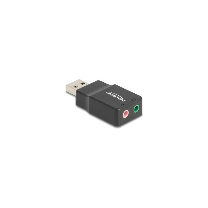 Delock Externe USB Soundkarte mit USB-A Stecker auf 2 x 3.5 mm Klinkenbuchse Plug & Play Audio Adapter schwarz — image 1