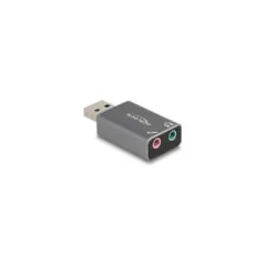 DELOCK Externe USB Soundkarte mit USB-A Stecker auf 2 x 3.5mm Klinkenbuchse Plug & Play Audio Adapter