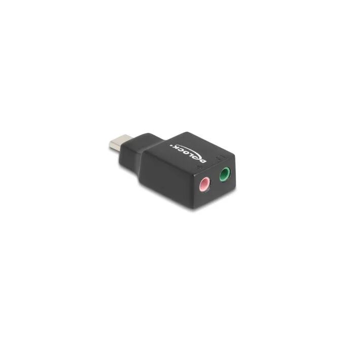 Delock Externe USB Soundkarte mit USB Type-CTM Stecker auf 2 x 3.5 mm Klinkenbuchse Plug & Play Audio Adapter schwarz — image 1