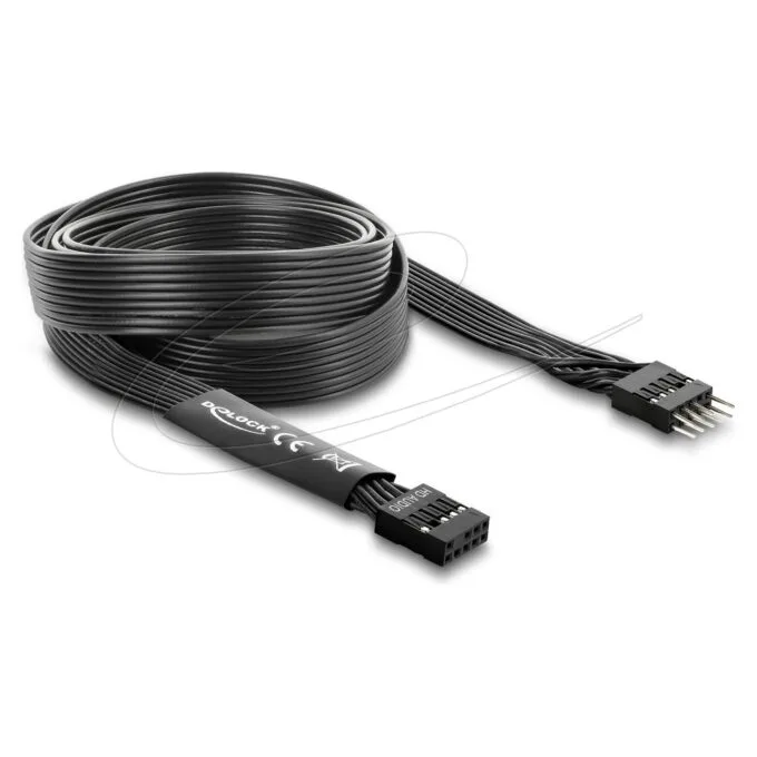 Delock HD Audio Flachbandkabel Mainboard Verlängerungskabel 9 Pin Pfostenstecker zu Pfostenbuchse 1 m schwarz — image 1