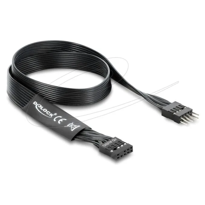 Delock HD Audio Flachbandkabel Mainboard Verlängerungskabel 9 Pin Pfostenstecker zu Pfostenbuchse 50 cm schwarz — image 1