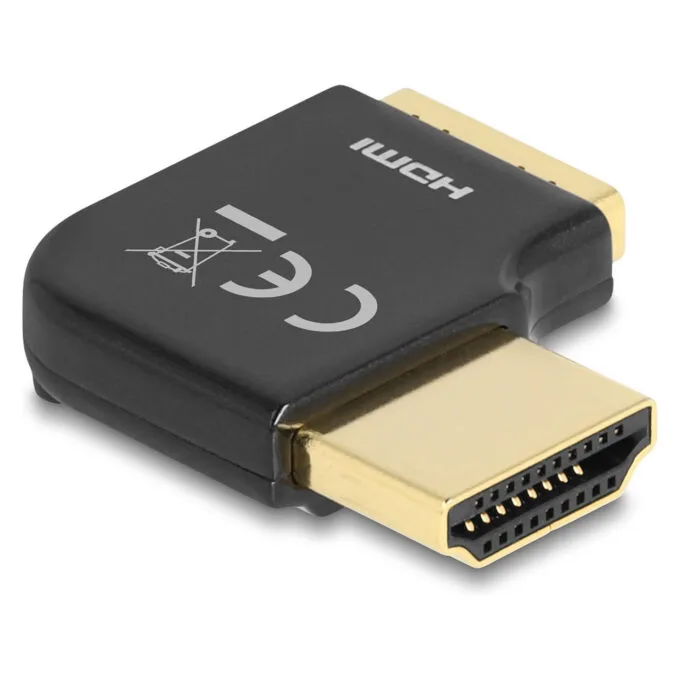 Delock HDMI Adapter Stecker zu Buchse 90° rechts gewinkelt 8K 60 Hz Metall — image 1