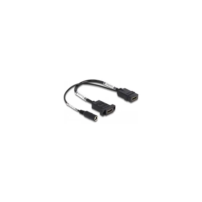 Delock HDMI Kabel 4K 60 Hz mit DC Einspeisung 2.1 x 5.5 mm 0.30 m zum Einbau — image 1
