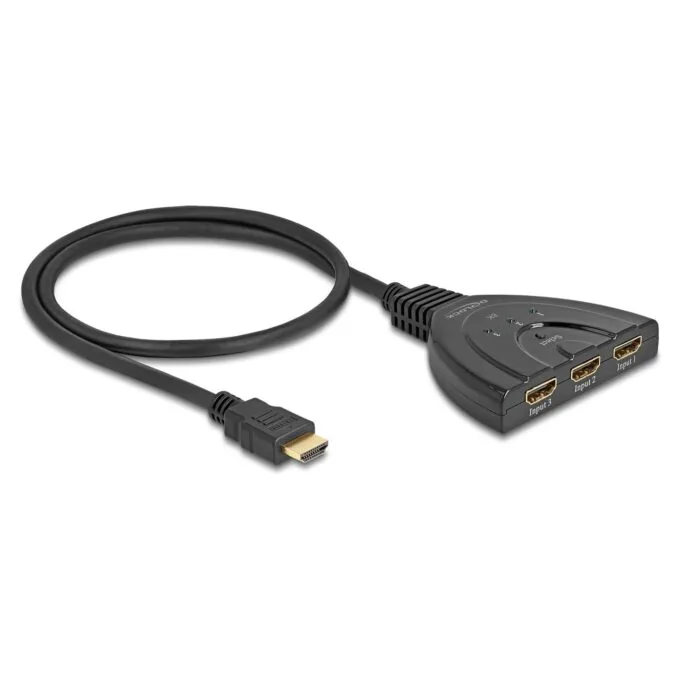 DELOCK HDMI Switch 3 x HDMI in zu 1 x HDMI out 8K 60 Hz mit integriertem Kabel 60cm — image 1