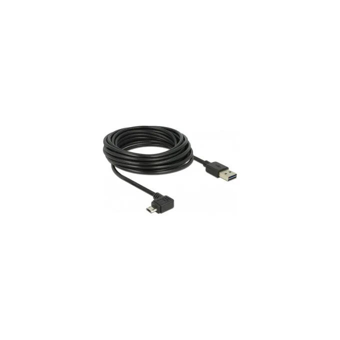 Delock Kabel EASY-USB 2.0 Typ-A Stecker to EASY-USB 2.0 Typ Micro-B Stecker gewinkelt links rechts 5 m schwarz — image 1