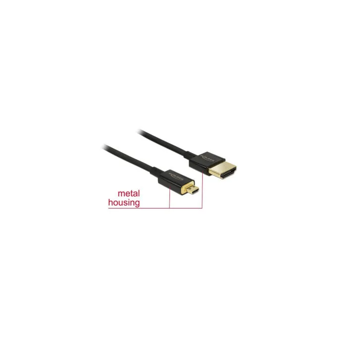 Delock Kabel High Speed HDMI mit Ethernet - HDMI-A Stecker to HDMI Mini-C Stecker 3D 4K 0.25 m Slim High Quality — image 1