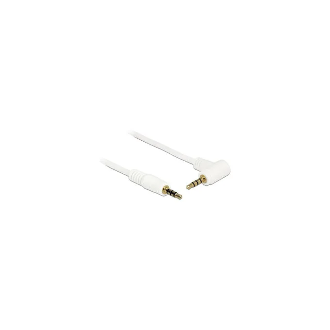 Delock Kabel Klinke 3.5 mm 4 Pin Stecker to Stecker gewinkelt 0.5 m weiß — image 1