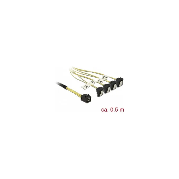 Delock Kabel Mini SAS HD SFF-8643 to 4 x SATA 7 Pin gewinkelt 0.5 m — image 1