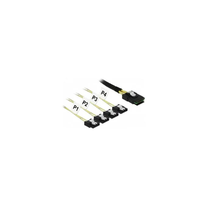 Delock Kabel Mini SAS SFF-8087 to 4 x SATA 7 Pin 0.5 m Metall — image 1