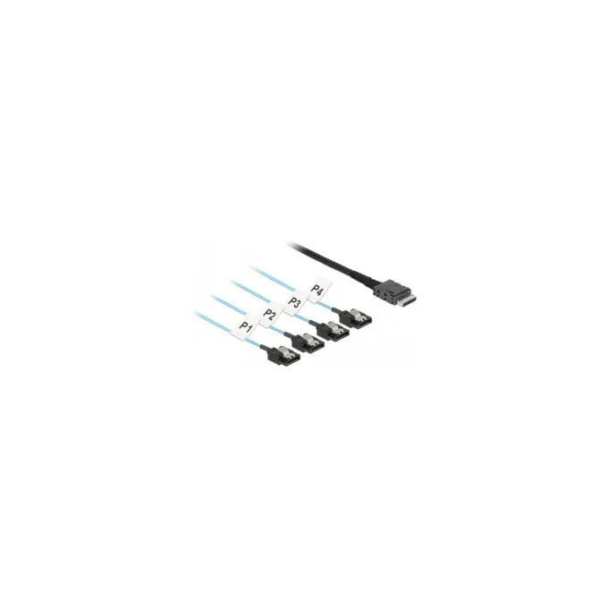 Delock Kabel OCuLink SFF-8611 to 4 x SATA 7 Pin 0.5 m Metall — image 1