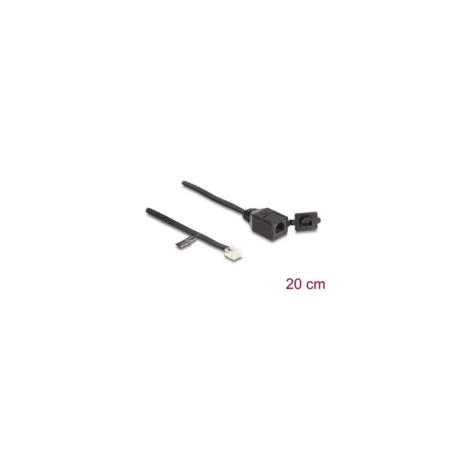 Delock Kabel RJ12 Stecker zu RJ12 Buchse mit Verschlusskappe 20 cm schwarz — image 2