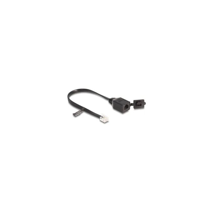 Delock Kabel RJ12 Stecker zu RJ12 Buchse mit Verschlusskappe 20 cm schwarz — image 1