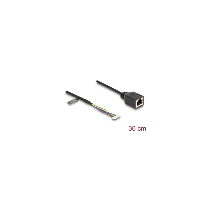 Delock Kabel RJ45 Buchse zu Pfostenbuchse 1.25 mm 4 Pin und Pfostenbuchse 1.25 mm 6 Pin Cat.5e 30 cm schwarz — image 2