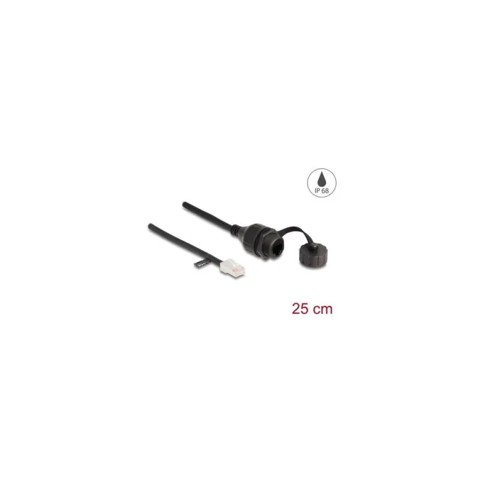 Delock Kabel RJ45 Stecker zu RJ45 Buchse zum Einbau mit Verschlusskappe Cat.5e FTP IP68 staub- und wasserdicht 25 cm ... — image 2