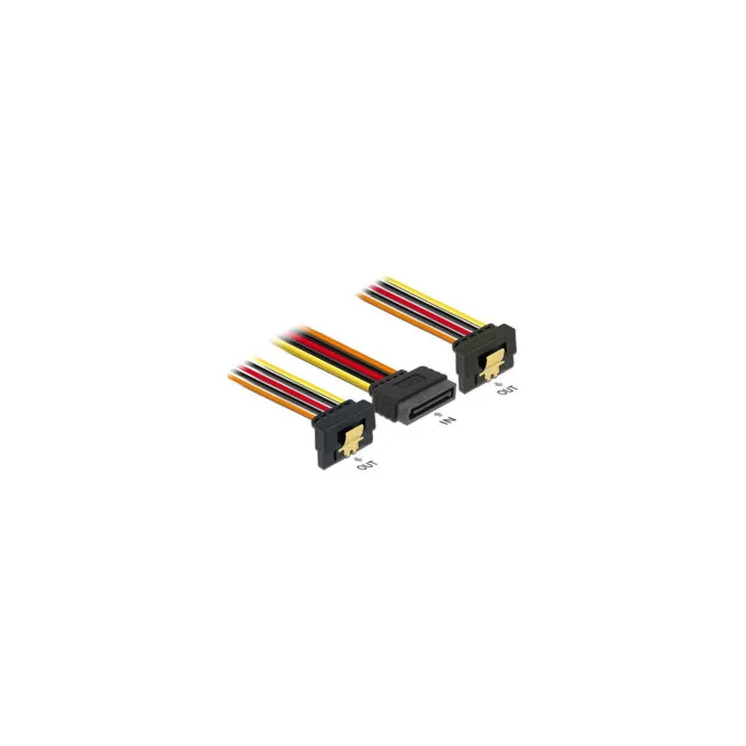 Delock Kabel SATA 15 Pin Strom Stecker mit Einrastfunktion to 2 x SATA 15 Pin Strom Buchse 15 cm — image 1