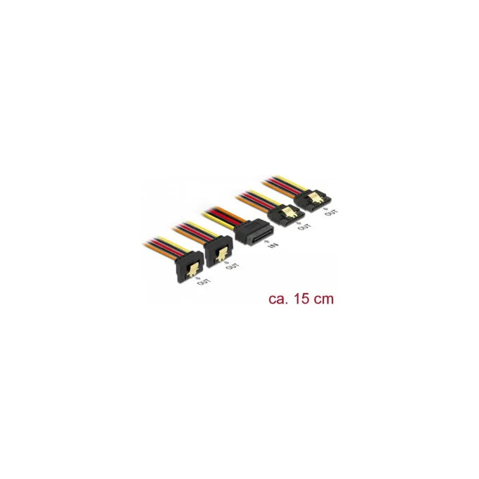 Delock Kabel SATA 15 Pin Strom Stecker mit Einrastfunktion to SATA 15 Pin Strom Buchse 2 x gerade 2 x unten 15 cm — image 2