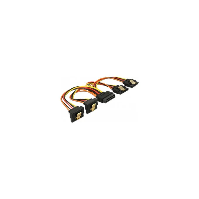 Delock Kabel SATA 15 Pin Strom Stecker mit Einrastfunktion to SATA 15 Pin Strom Buchse 2 x gerade 2 x unten 15 cm — image 1