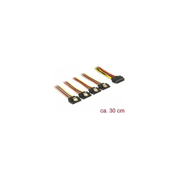 Delock Kabel SATA 15 Pin Strom Stecker mit Einrastfunktion to SATA 15 Pin Strom Buchse 4 x gerade 30 cm — image 2