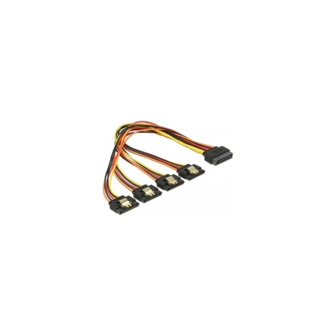 Delock Kabel SATA 15 Pin Strom Stecker mit Einrastfunktion to SATA 15 Pin Strom Buchse 4 x gerade 30 cm — image 1