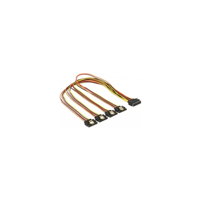 Delock Kabel SATA 15 Pin Strom Stecker mit Einrastfunktion to SATA 15 Pin Strom Buchse 4 x gerade 50 cm — image 1