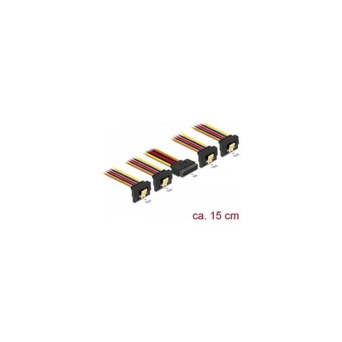 Delock Kabel SATA 15 Pin Strom Stecker mit Einrastfunktion to SATA 15 Pin Strom Buchse 4 x unten 15 cm — image 2