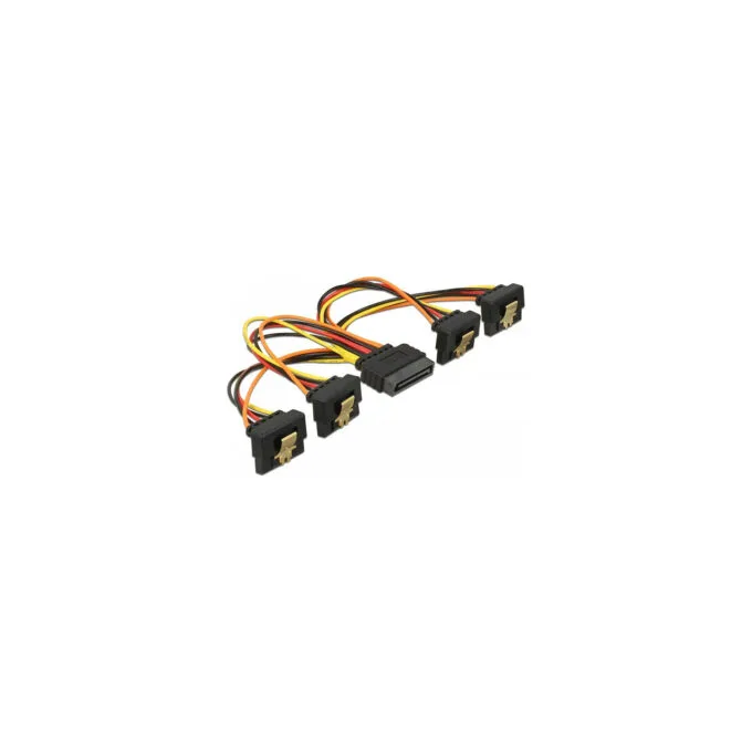 Delock Kabel SATA 15 Pin Strom Stecker mit Einrastfunktion to SATA 15 Pin Strom Buchse 4 x unten 15 cm — image 1