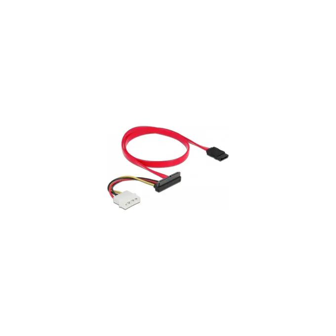 Delock Kabel SATA 6 Gb s 7 Pin Buchse + Molex 4 Pin Strom Stecker to SATA 22 Pin Buchse oben gewinkelt 50 cm — image 1