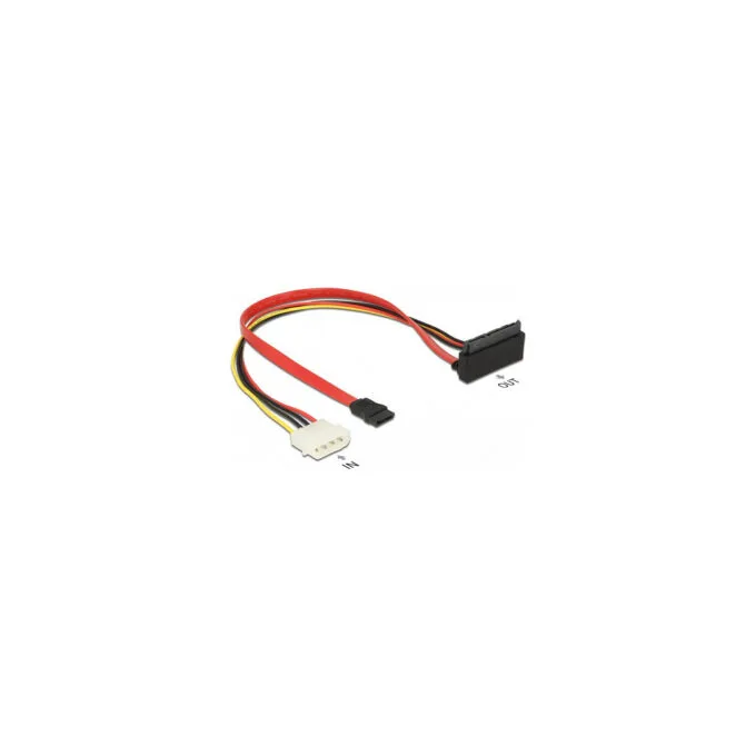 Delock Kabel SATA 6 Gb s 7 Pin Buchse + Molex 4 Pin Strom Stecker to SATA 22 Pin Buchse oben gewinkelt Metall 30 cm — image 2