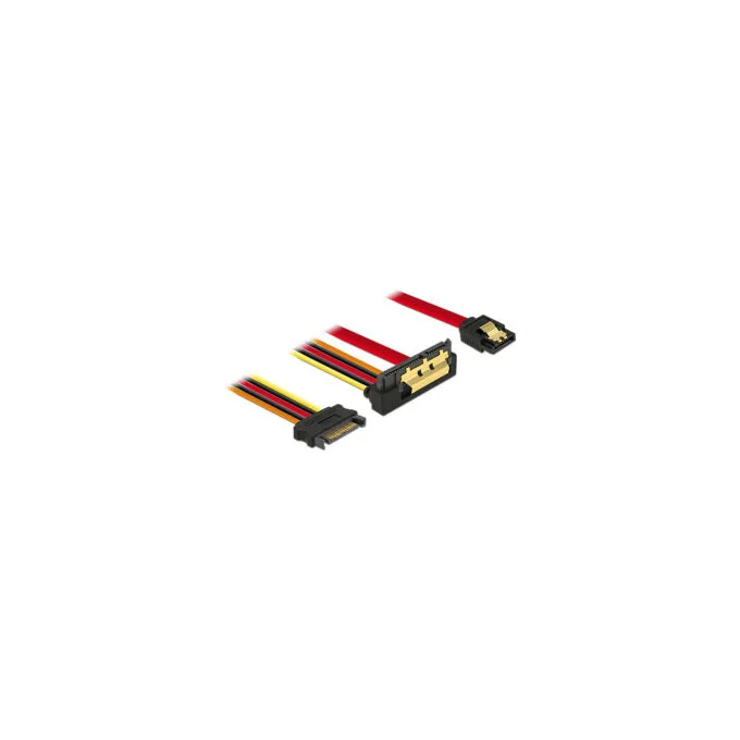 Delock Kabel SATA 6 Gb s 7 Pin Buchse + SATA 15 Pin Strom Stecker to SATA 22 Pin Buchse unten gewinkelt Metall 30 cm — image 1