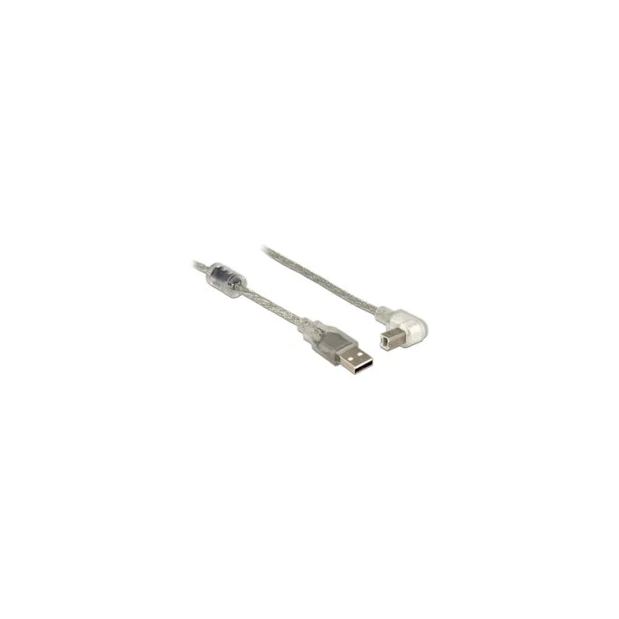 Delock Kabel USB 2.0 Typ-A Stecker to USB 2.0 Typ-B Stecker gewinkelt 3.0 m transparent — image 1