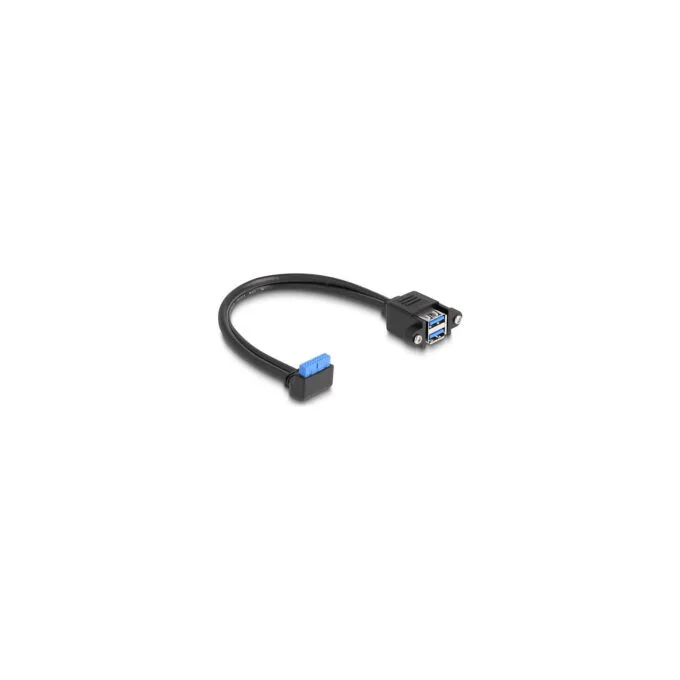 Delock Kabel USB 5 Gbps Pfostenbuchse 90° gewinkelt zu 2 x USB 5 Gbps Typ-A Buchse zum Einbau 50 cm — image 1