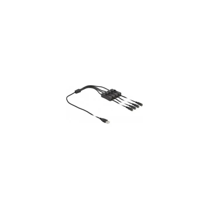 Delock Kabel USB Typ-A Stecker zu 4 x DC 5.5 x 2.1 mm Buchse mit Schalter 1 m — image 2