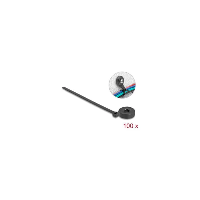 Delock Kabelbinder mit Befestigungsöse L 180 x B 6 mm schwarz 100 Stück — image 1