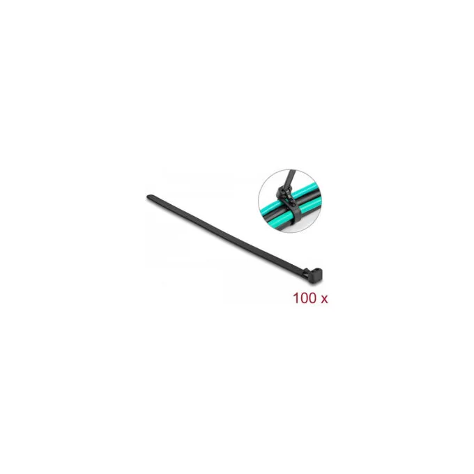 Delock Kabelbinder wiederverwendbar hitzebeständig L 300 x B 7.6 mm 100 Stück schwarz — image 1
