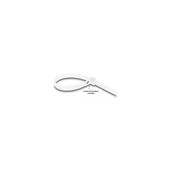 Delock Kabelbinder wiederverwendbar L 150 x B 7.2 mm 100 Stück weiß — image 3
