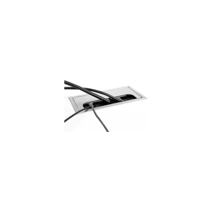 Delock Kabeldurchführung für Tischeinbau mit Bürste 300 x 120 x 28 mm silber — image 4
