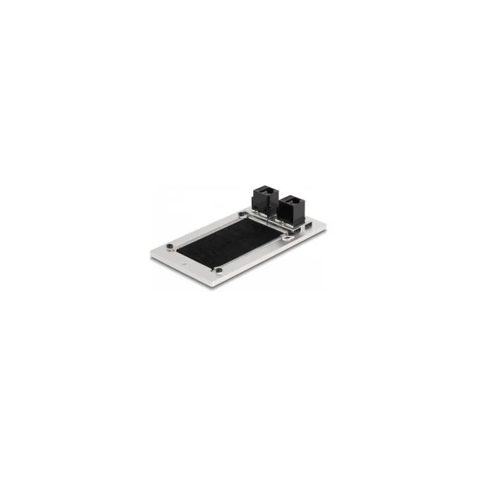 Delock Kabeldurchführung mit Bürste und 2 x RJ45 Keystone Modul Cat.6 Aluminium — image 2
