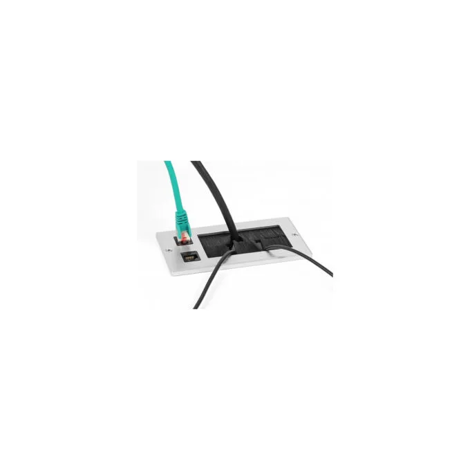 Delock Kabeldurchführung mit Bürste und 2 x RJ45 Keystone Modul Cat.6 Aluminium — image 3