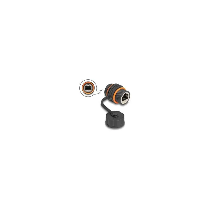DeLock Kabelverbinder RJ45 Buchse zu RJ45 Buchse Cat.6A mit M20 Gewinde und Verschlusskappe IP68 staub- und wasserdicht — image 2