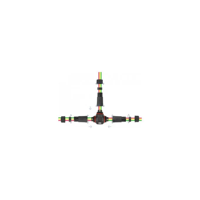 Delock Kabelverbinder T-Form für Außenbereich 3 Pin. IP68 wasserdicht. schraubbar. Kabeldurchmesser 4.5 - 7.5 mm schwarz — image 3