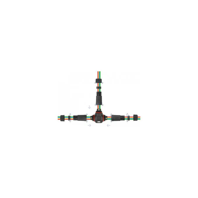 Delock Kabelverbinder T-Form für Außenbereich 4 Pin. IP68 wasserdicht. schraubbar. Kabeldurchmesser 4.5 - 7.5 mm schwarz — image 3