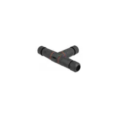 Delock Kabelverbinder T-Form für Außenbereich 4 Pin. IP68 wasserdicht. schraubbar. Kabeldurchmesser 4.5 - 7.5 mm schwarz