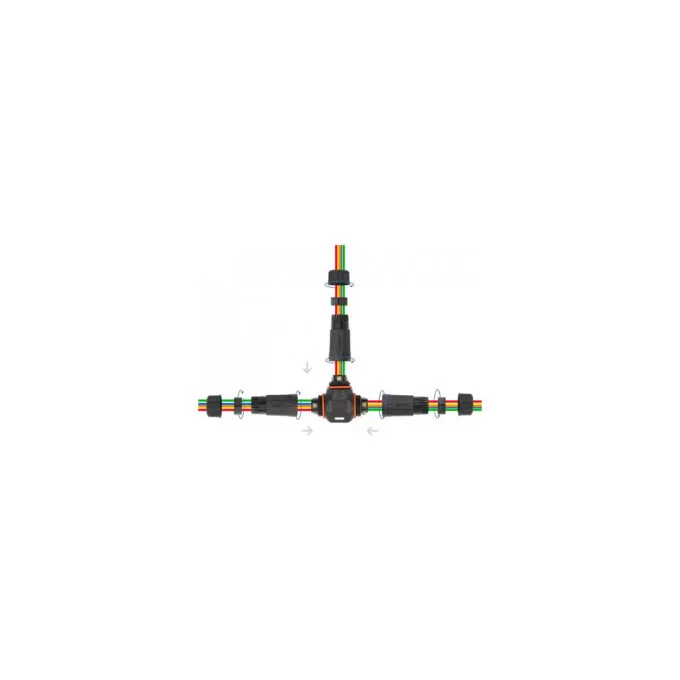Delock Kabelverbinder T-Form für Außenbereich 5 Pin. IP68 wasserdicht. schraubbar. Kabeldurchmesser 4.5 - 7.5 mm schwarz — image 3