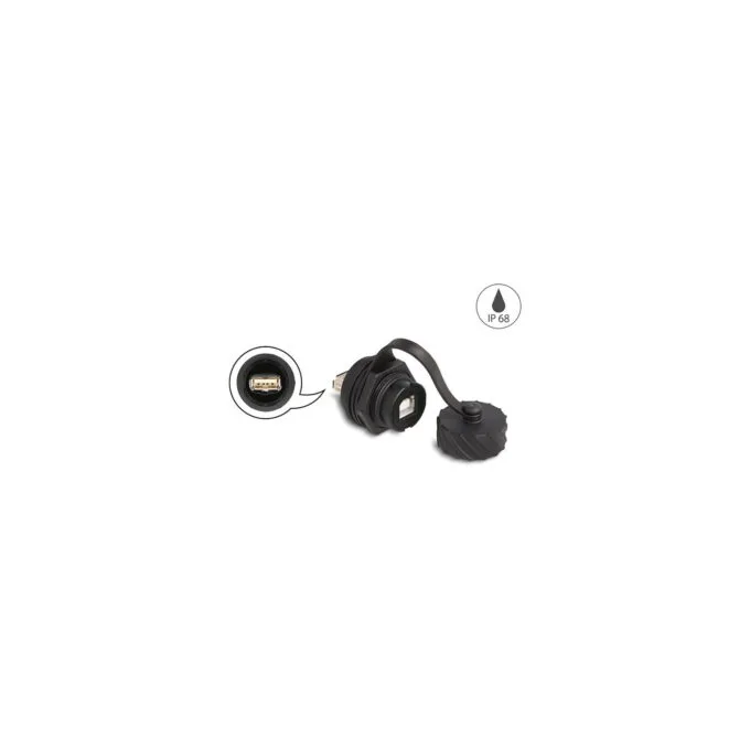 Delock Kabelverbinder USB 2.0 Typ-B Buchse zu USB 2.0 Typ-A Buchse zum Einbau mit Bajonett-Verschlusskappe IP68 staub... — image 2