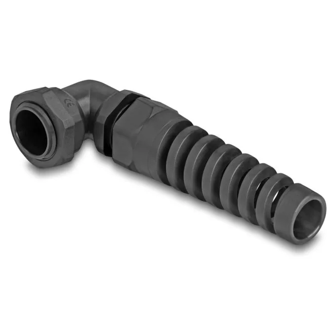 Delock Kabelverschraubung mit Zugentlastung 90° gewinkelt PG13.5 schwarz — image 1