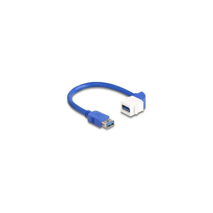 Delock Keystone Modul Kabel USB 5 Gbps Typ-A Buchse zu USB Typ-A Buchse 90° gewinkelt 20 cm blau — image 1