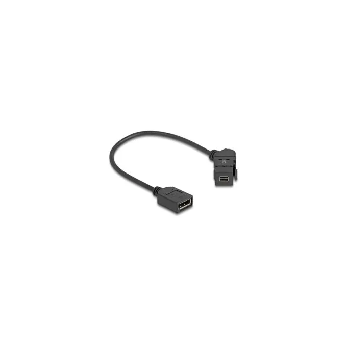 Delock Keystone Modul Mini DisplayPort Einbaubuchse zu DisplayPort Buchse 45° gewinkelt mit 30 cm Kabel 8K 30 Hz schwarz — image 2