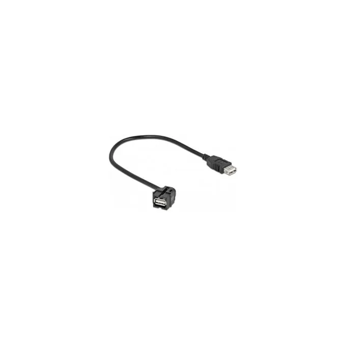 Delock Keystone Modul USB 2.0 A Buchse 250° to USB 2.0 A Buchse mit Kabel schwarz — image 1