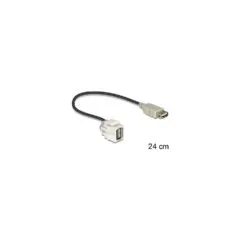 DELOCK Keystone Modul USB 2.0 A Buchse 250 to USB 2.0 A Buchse mit Kabel weiss